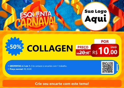 Modelo de Cartaz para Cartaz A4 Horizontal com o tema Esquenta de Carnaval para Suplementos alimentares