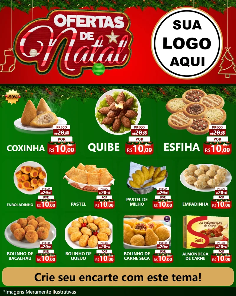 Modelo de Rede Social para Feed Instagram com o tema Ofertas de Natal para Salgadaria