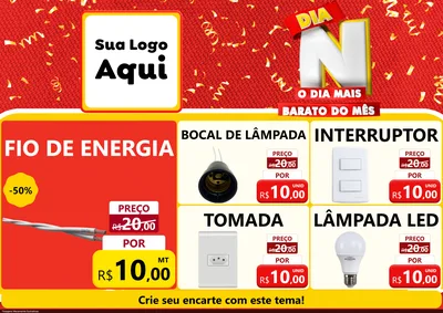 Modelo de Encarte para Encarte A4 Horizontal com o tema Dia N o Dia Mais Barato do Mês para Materiais Elétricos