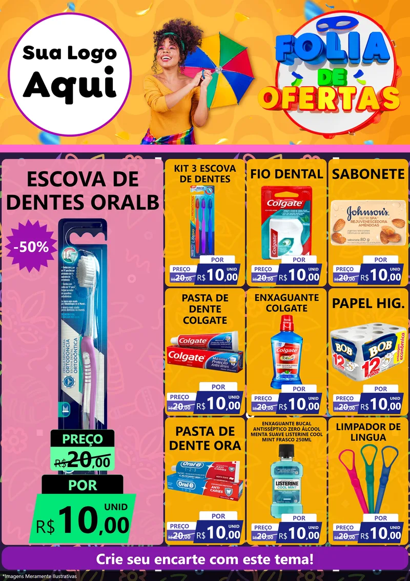 Modelo de Encarte para Encarte A4 Vertical com o tema Folia de Ofertas para Higiene Pessoal