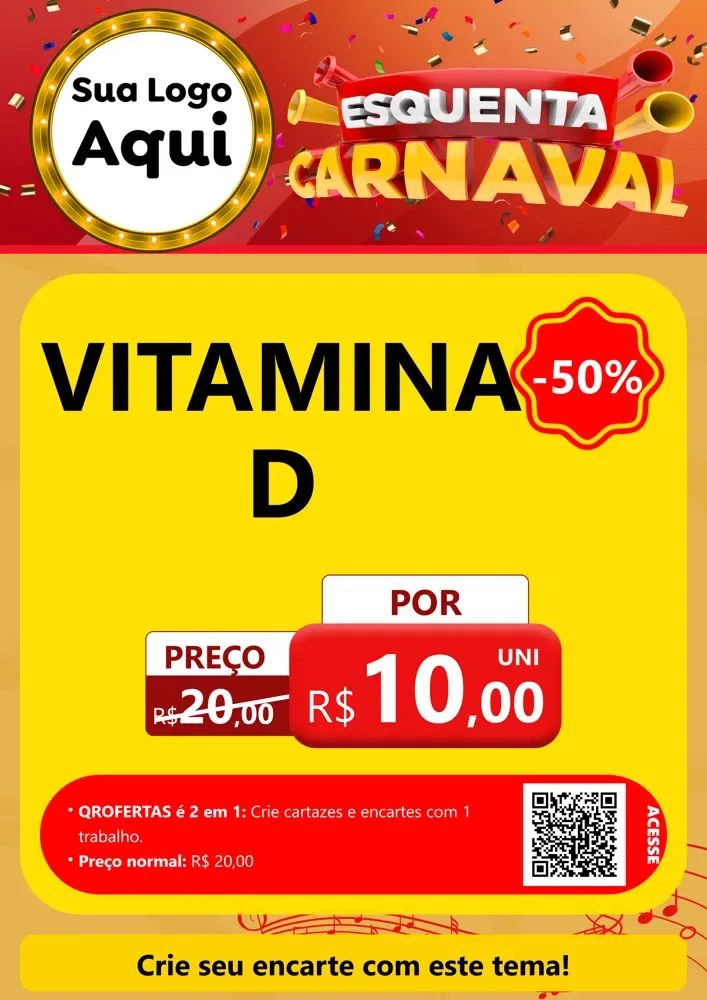 Modelo de Cartaz para Cartaz A4 Vertical com o tema Esquenta Carnaval para Farmácia