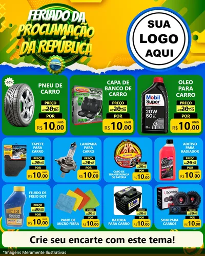 Modelo de Rede Social para Feed Instagram com o tema Feriado da Proclamação da República para Auto peças