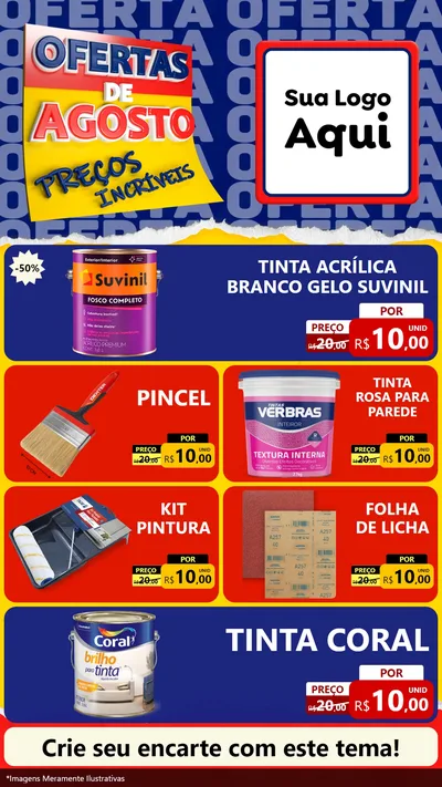 Modelo de TV para TV Vertical com o tema Ofertas de Agosto - Preços Incríveis para Tintas e Ferramentas