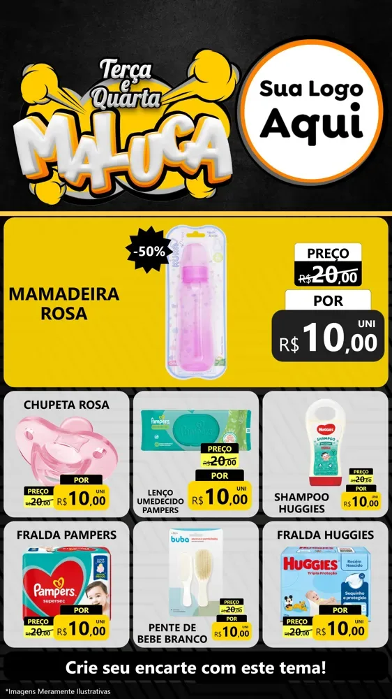 Modelo de Rede Social para Stories com o tema Terça e Quarta Maluca para Bebês