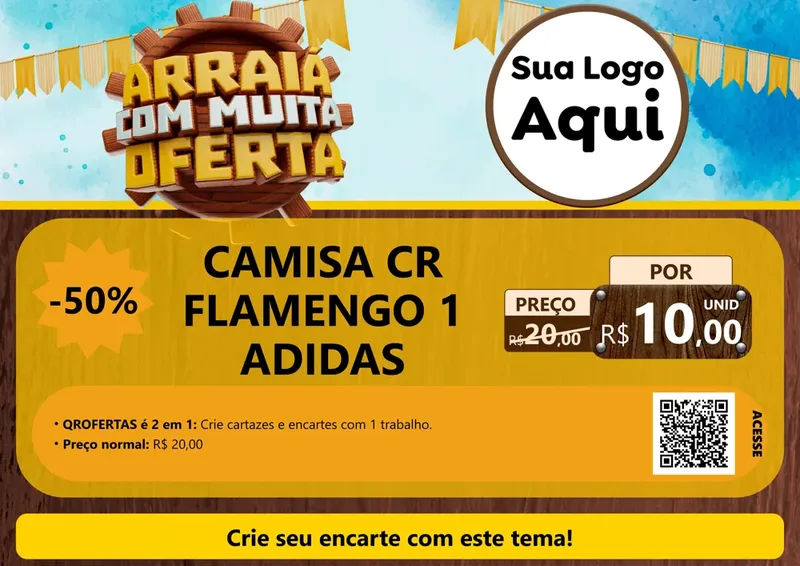 Modelo de Cartaz para Cartaz A4 Horizontal com o tema Ofertas de São João - Junina para Roupas e acessórios