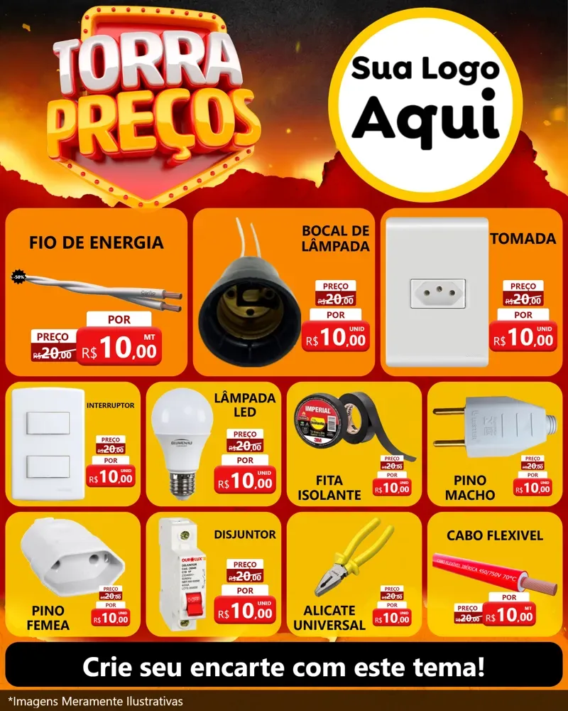 Modelo de Rede Social para Feed Instagram com o tema Torra Preços para Materiais Elétricos