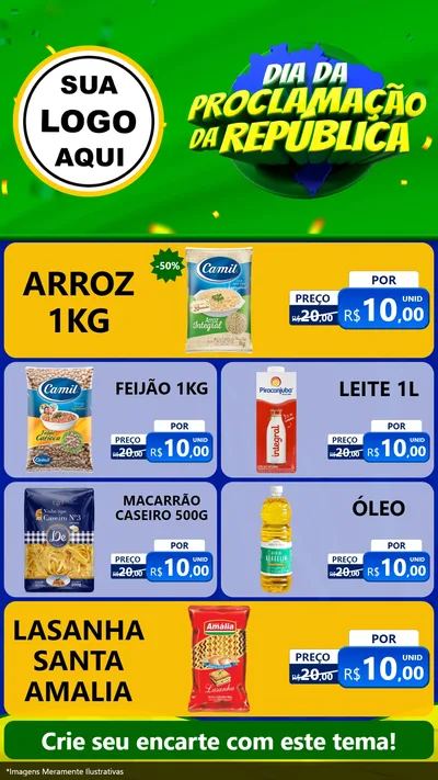 Modelo de TV para TV Vertical com o tema Dia Da Proclamação Da República para Supermercado