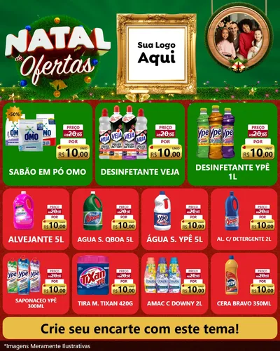 Modelo de Rede Social para Feed Instagram com o tema Natal de Ofertas para Produtos de Limpeza