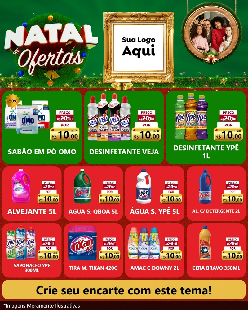 Modelo de Rede Social para Feed Instagram com o tema Natal de Ofertas para Produtos de Limpeza