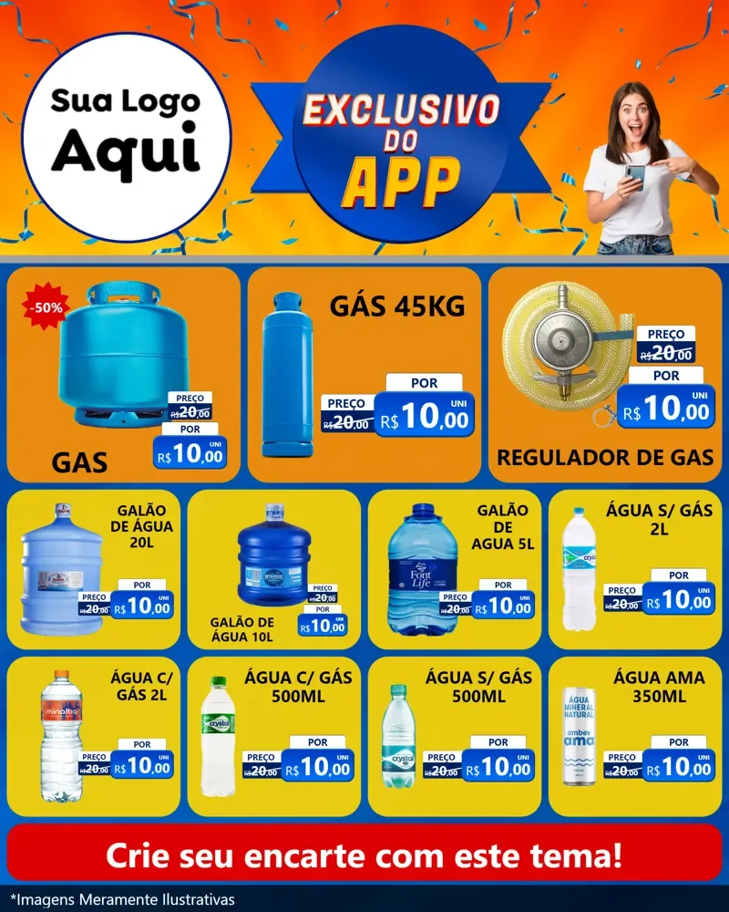 Modelo de Rede Social para Feed Instagram com o tema Exclusivo do Aplicativo para Água e gás