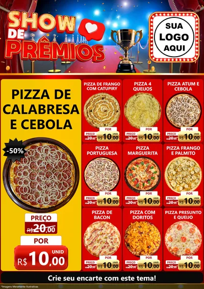 Modelo de Encarte para Encarte A4 Vertical com o tema Show de Prêmios para Pizzaria