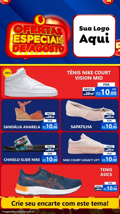 Modelo de TV para TV Vertical com o tema Ofertas Especiais de Agosto para Calçados