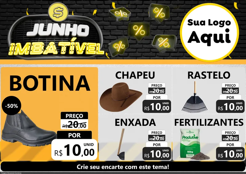 Modelo de Encarte para Encarte A4 Horizontal com o tema Junho Imbatível para Agropecuária
