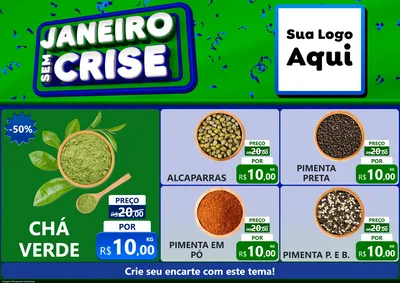 Modelo de Encarte para Encarte A4 Horizontal com o tema Janeiro Sem Crise para Produtos Naturais