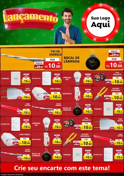 Modelo de Encarte para Encarte A4 Vertical com o tema Lançamento para Materiais Elétricos