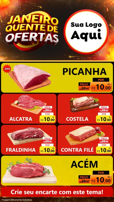 Modelo de TV para TV Vertical com o tema Janeiro Quente de Ofertas para Açougue