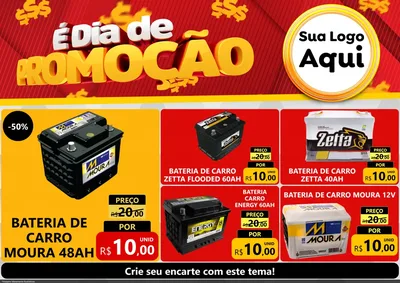 Modelo de Encarte para Encarte A4 Horizontal com o tema É Dia De Promoção para Baterias Elétricas