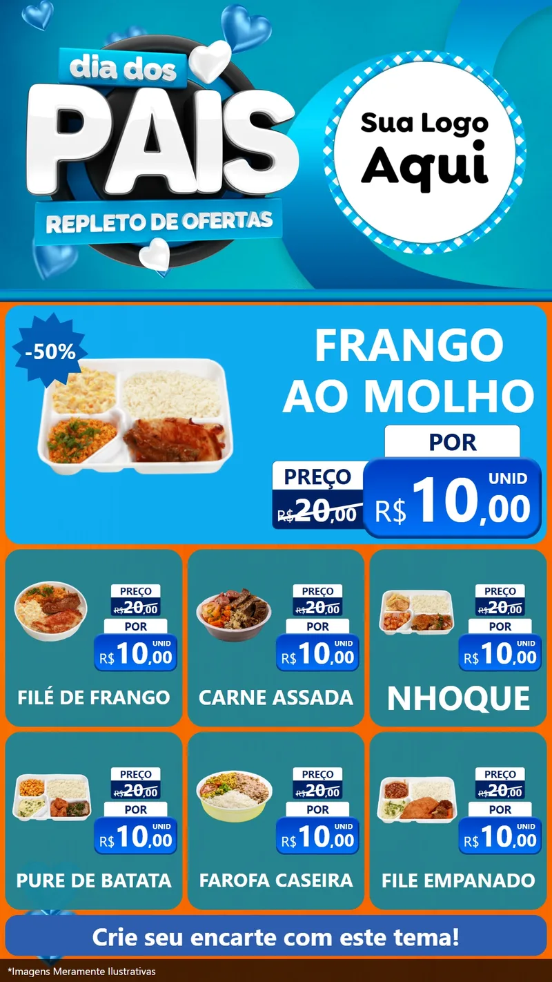 Modelo de Rede Social para Stories com o tema Dia Dos Pais Repleto de Ofertas para Restaurante
