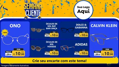 Modelo de TV para TV Horizontal com o tema Semana do Cliente para Óticas