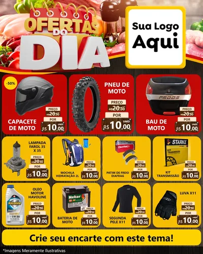Modelo de Rede Social para Feed Instagram com o tema Ofertas do Dia para Moto peças