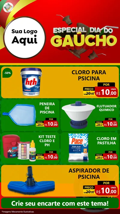 Modelo de TV para TV Vertical com o tema Especial Dia do Gaúcho para Produtos para Piscina