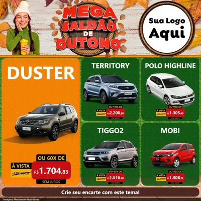 Modelo de Rede Social para Feed Facebook com o tema Mega Saldão de Outono para Concessionaria de Carros