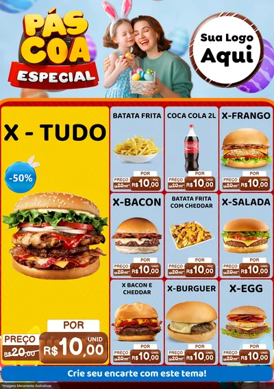 Modelo de Encarte para Encarte A4 Vertical com o tema Páscoa Especial para Hamburgueria