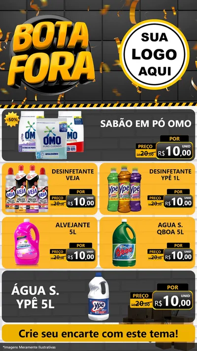 Modelo de TV para TV Vertical com o tema Bota Fora para Produtos de Limpeza