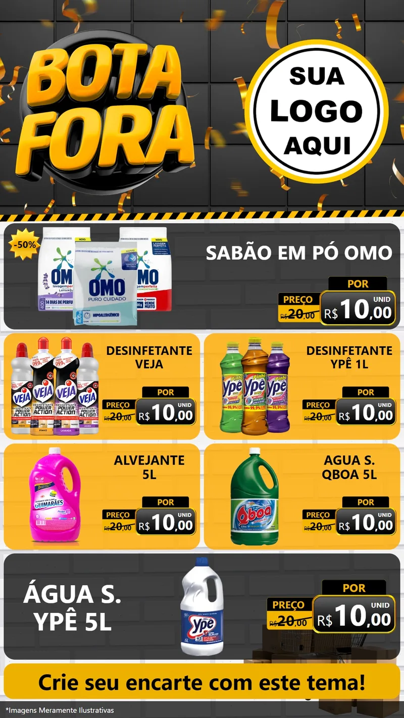 Modelo de TV para TV Vertical com o tema Bota Fora para Produtos de Limpeza