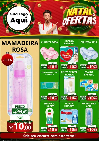 Modelo de Encarte para Encarte A4 Vertical com o tema Natal de Ofertas para Bebês