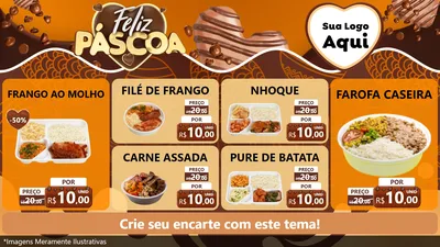 Modelo de TV para TV Horizontal com o tema Feliz Páscoa para Restaurante
