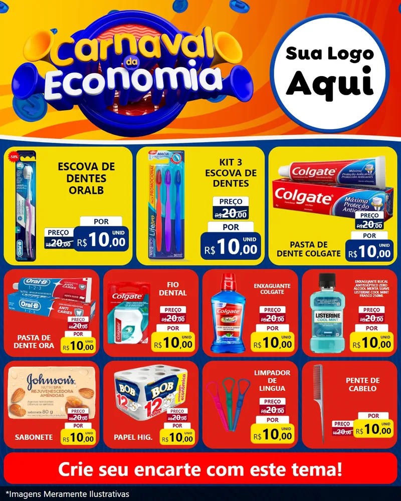 Modelo de Rede Social para Feed Instagram com o tema Carnaval da Economia para Higiene Pessoal