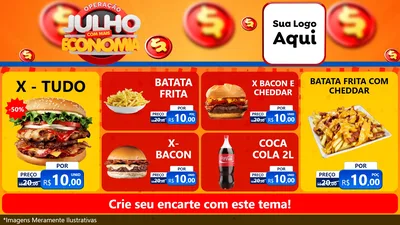 Modelo de TV para TV Horizontal com o tema Operação Julho Com Mais Economia para Hamburgueria