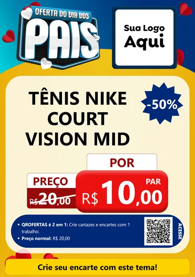 Modelo de Cartaz para Cartaz A4 Vertical com o tema Oferta Do Dia Dos Pais para Calçados