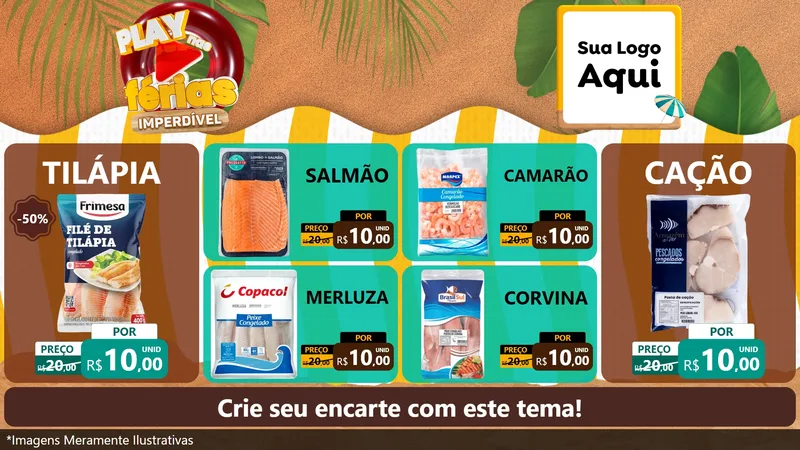 Modelo de TV para TV Horizontal com o tema Play Nas Férias Imperdível para Peixaria