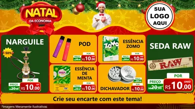 Modelo de TV para TV Horizontal com o tema Natal da Economia para Tabacaria