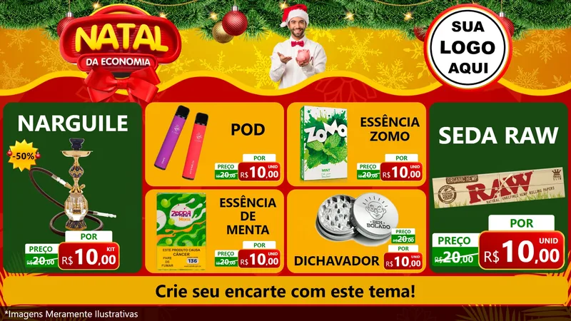 Modelo de TV para TV Horizontal com o tema Natal da Economia para Tabacaria