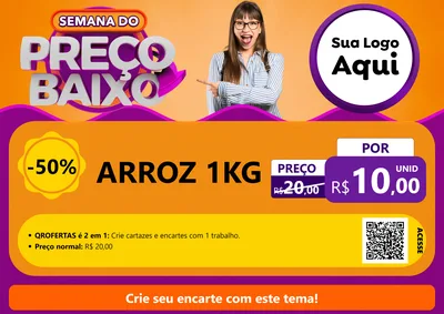 Modelo de Cartaz para Cartaz A4 Horizontal com o tema Semana do Preço Baixo para Supermercado