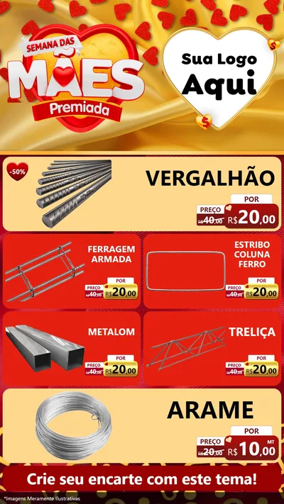 Modelo de TV para TV Vertical com o tema Semana das Mães Premiada para Ferragens