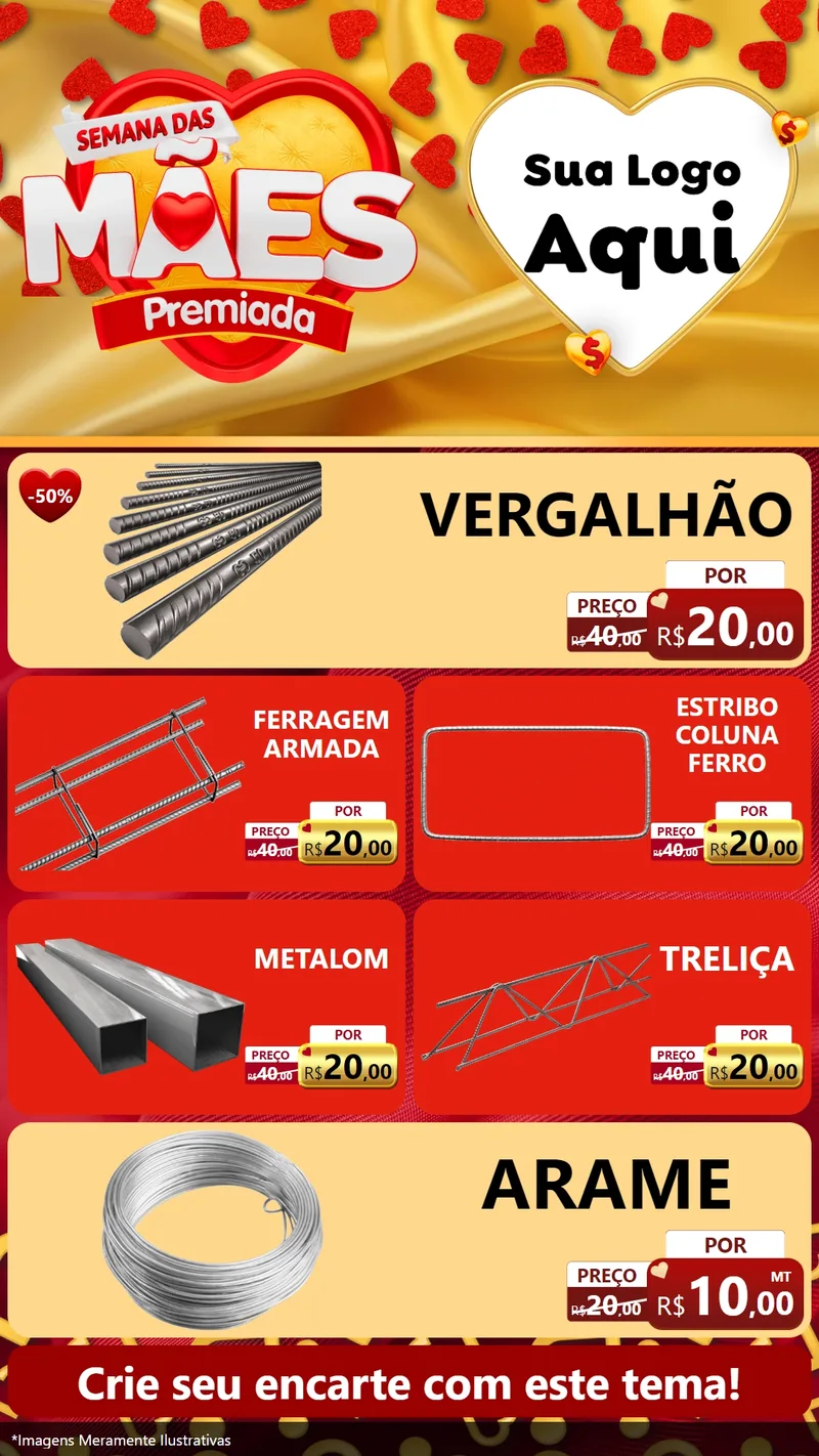 Modelo de TV para TV Vertical com o tema Semana das Mães Premiada para Ferragens