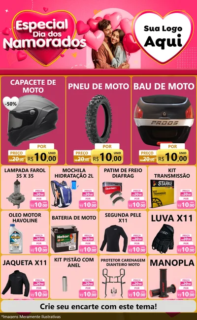 Modelo de Encarte para Encarte Grande com o tema Especial Dia dos Namorados para Moto peças