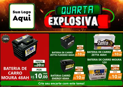 Modelo de Encarte para Encarte A4 Horizontal com o tema Quarta Explosiva para Baterias Elétricas