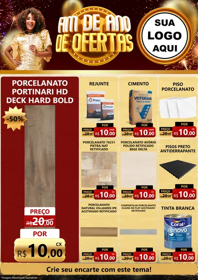 Modelo de Encarte para Encarte A4 Vertical com o tema Fim de Ano de Ofertas para Pisos e revestimentos