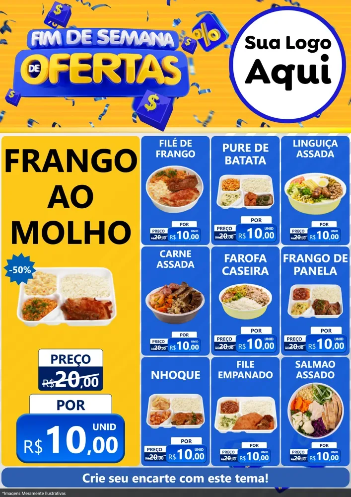 Modelo de Encarte para Encarte A4 Vertical com o tema Fim de Semana de Ofertas para Restaurante