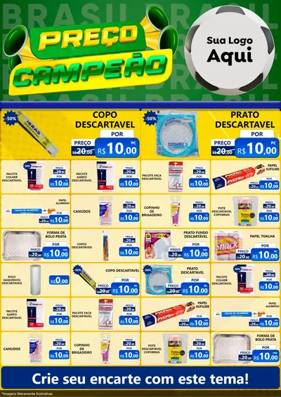 Modelo de Encarte para Encarte A4 Vertical com o tema Preço Campeão - Copa para Embalagens