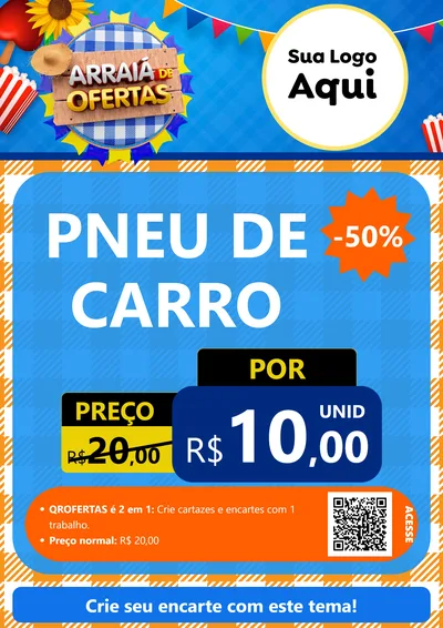 Modelo de Cartaz para Cartaz A4 Vertical com o tema Arraiá de Ofertas para Auto peças
