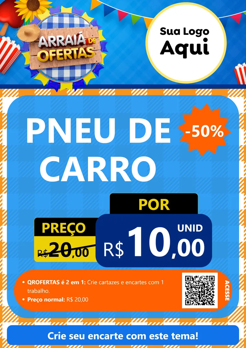 Modelo de Cartaz para Cartaz A4 Vertical com o tema Arraiá de Ofertas para Auto peças