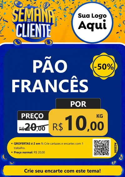 Modelo de Cartaz para Cartaz A4 Vertical com o tema Semana do Cliente para Padaria