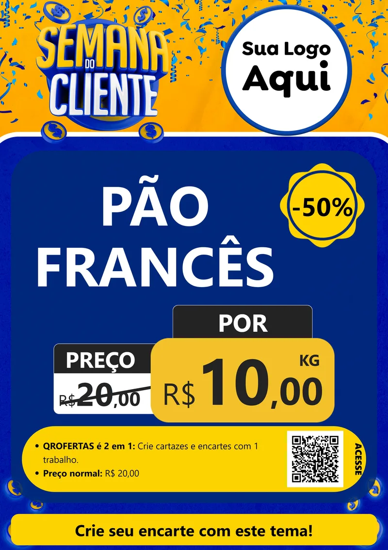 Modelo de Cartaz para Cartaz A4 Vertical com o tema Semana do Cliente para Padaria