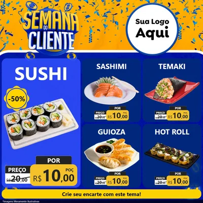 Modelo de Rede Social para Feed Facebook com o tema Semana do Cliente para Comida japonesa